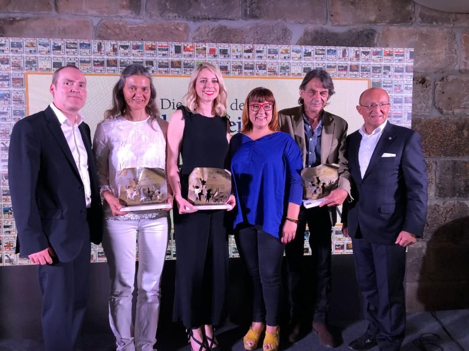 Fotocall mit den Preisträgern (von links: MZ-Chefredakteur Ciro Krauthausen, Evelyn Tewes, Sandra Seeling, Bel Busquets, Franz Kraus, Hausherr und Sponsor Michael Popp.