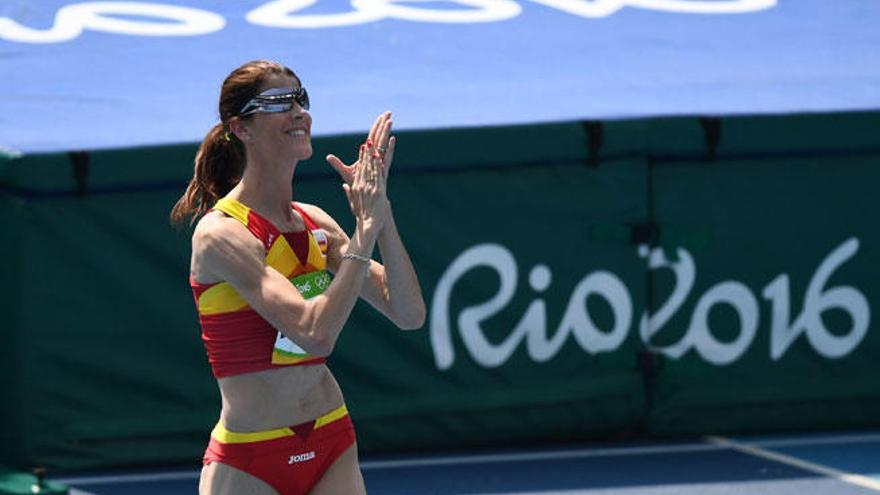 Ruth Beitia se muestra contenta tras una semifinal impecable.