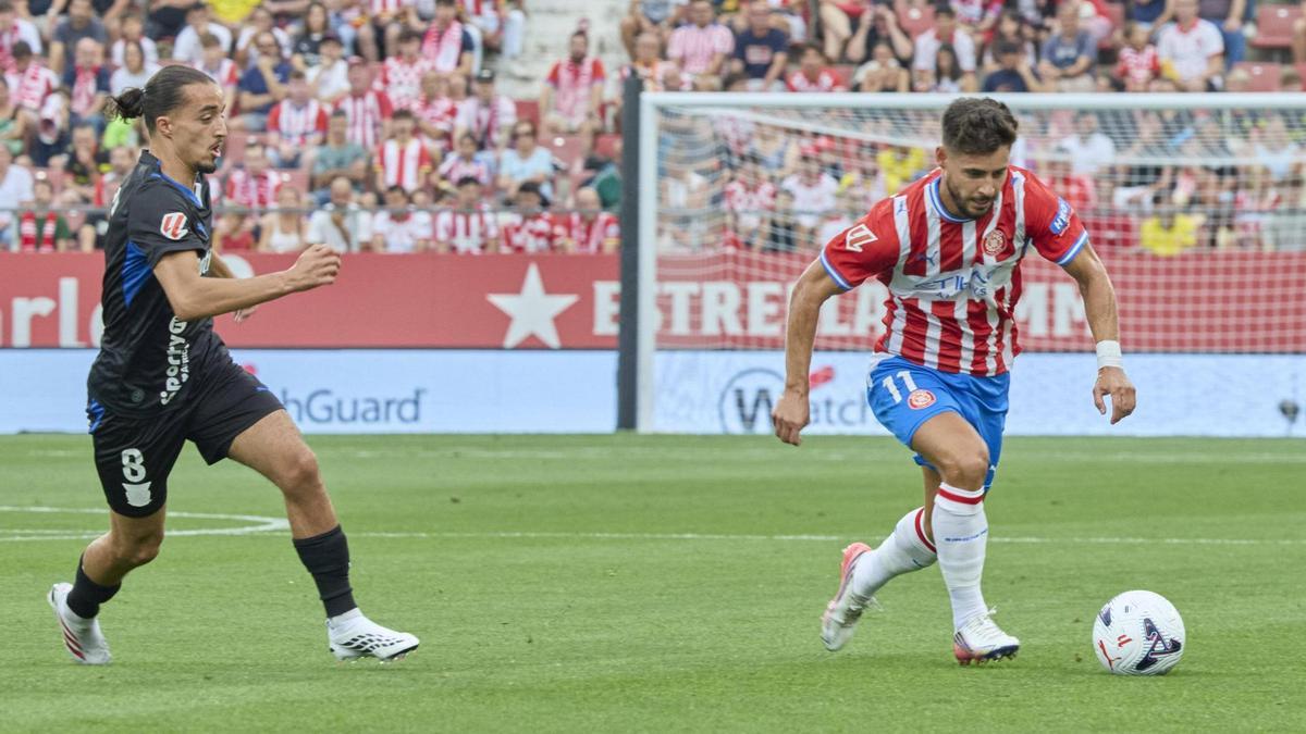 Àlex Moreno, durant el matx de diumenge contra el Leganés