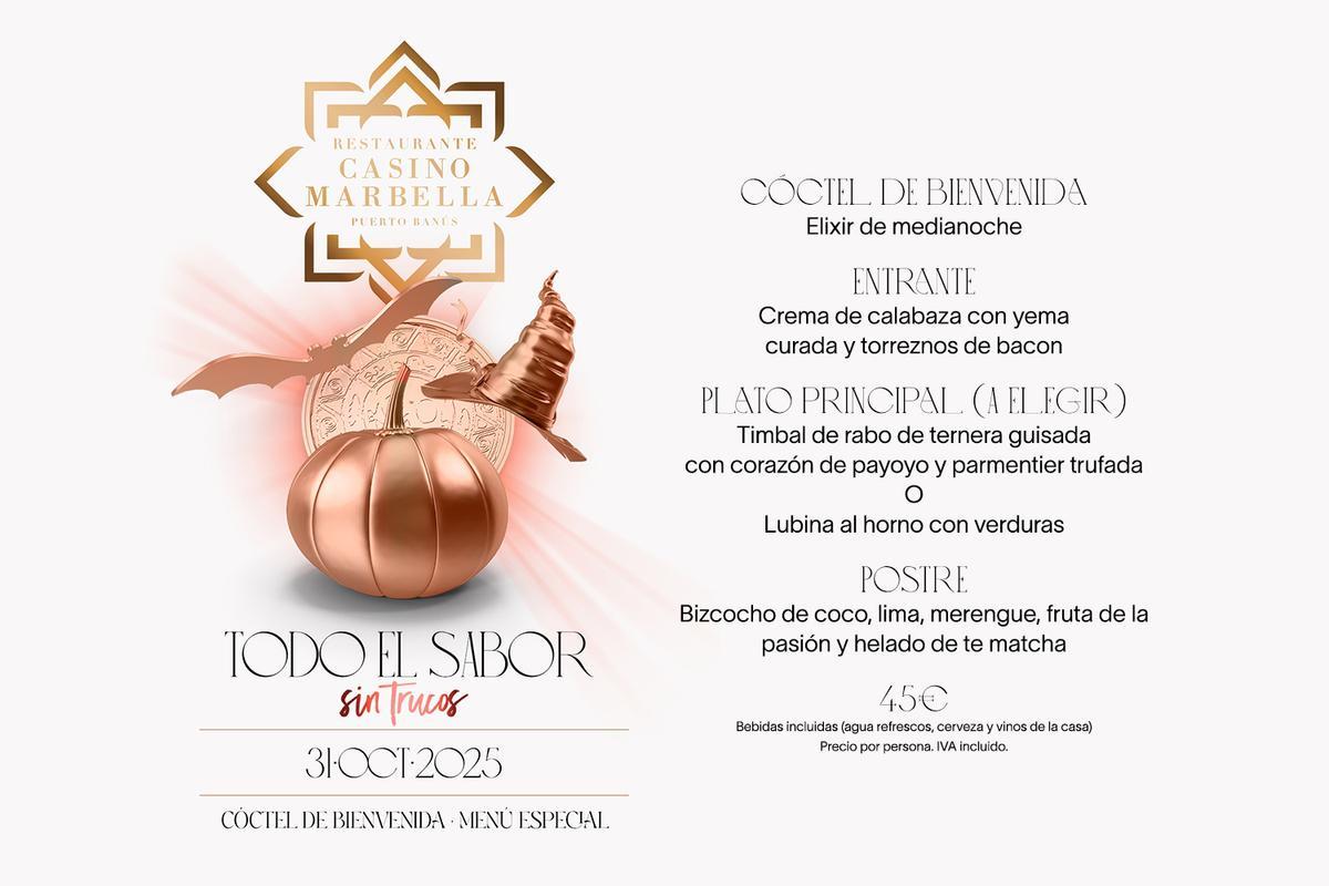 Menú Halloween 2025 del Restaurante Casino Marbella.