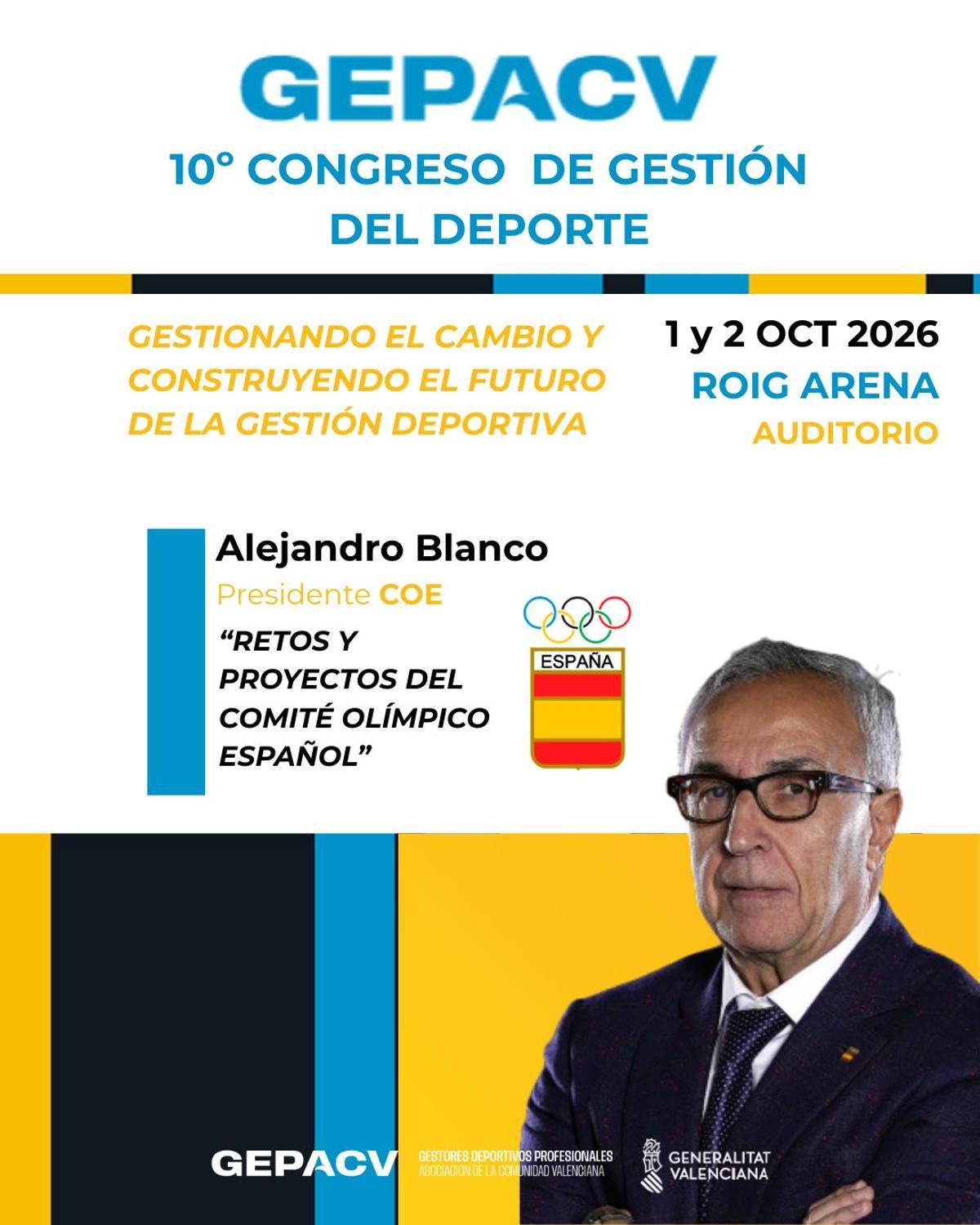 Primer ponente confirmado del 10º Congreso de Gestión del Deporte de GEPACV.
