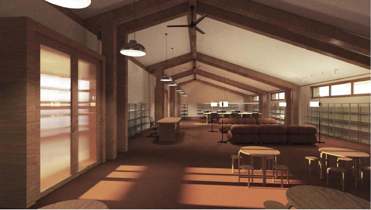 Simulació de l'espai previst per a la biblioteca dins el futur edifici multifuncional