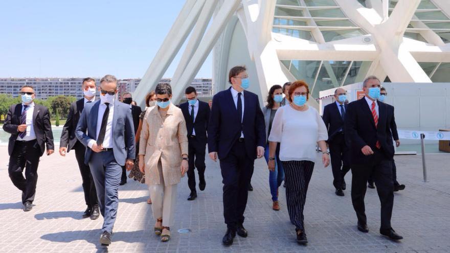 Un instante de la visita del ministro alemán de Exteriores a Valencia.