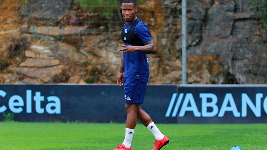 Claudio Beauvue en un entrenamiento del Celta // Cristina Graña