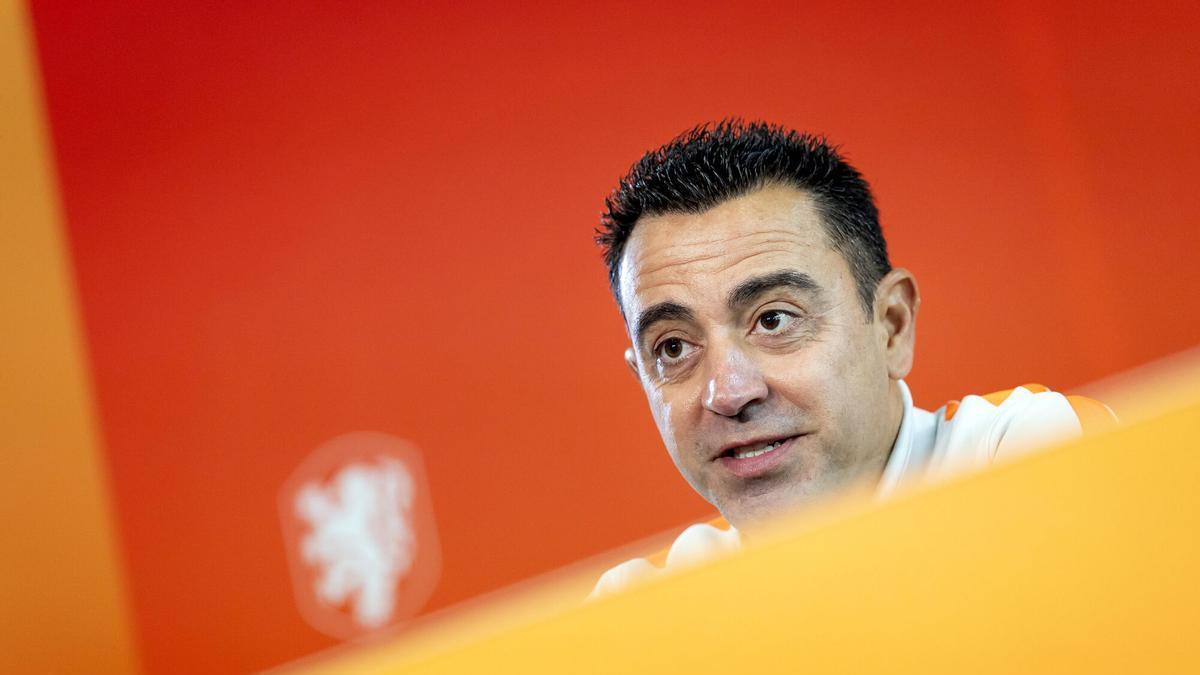 Xavi Hernández, en la rueda de prensa previa al Países Bajos-Alemania de la Liga de Naciones.