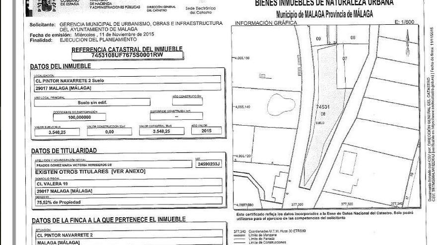 Urbanismo paga 235.000 euros por un solar del alcalde que el catastro tasa en 3.548