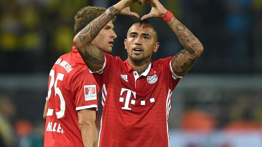 Una imagen de Arturo Vidal celebrando un gol con el Bayern.