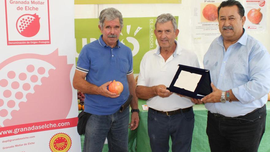 El ganador con los organizadores recibiendo el premio