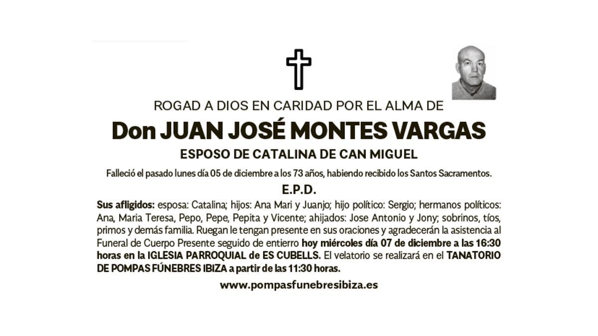 Esquela Juan José Montes Vargas