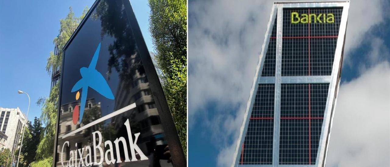 Sedes de Caixabank y Bankia.