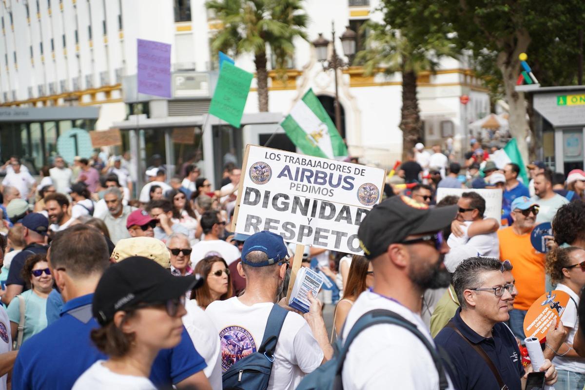 Las imágenes de la manifestación de Airbus en Sevilla