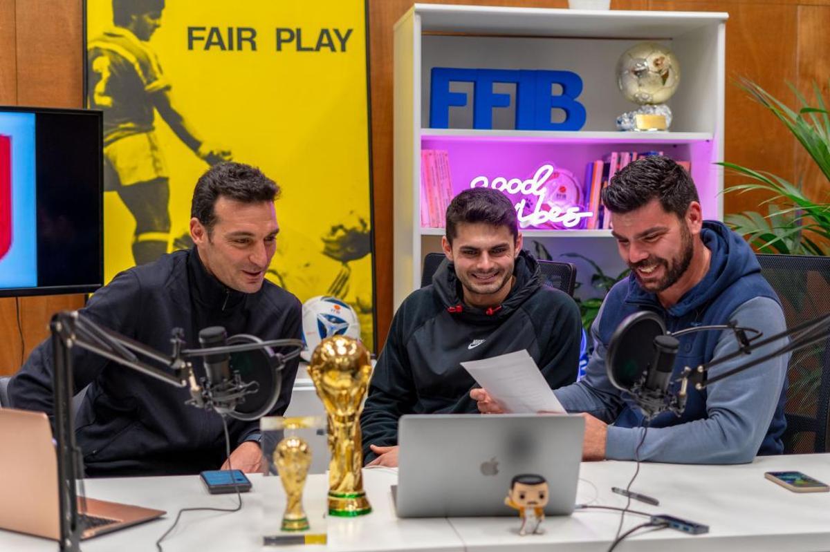 Scaloni, junto a Reykob y Colombás, en la presentación de la nueva app de la FFIB.