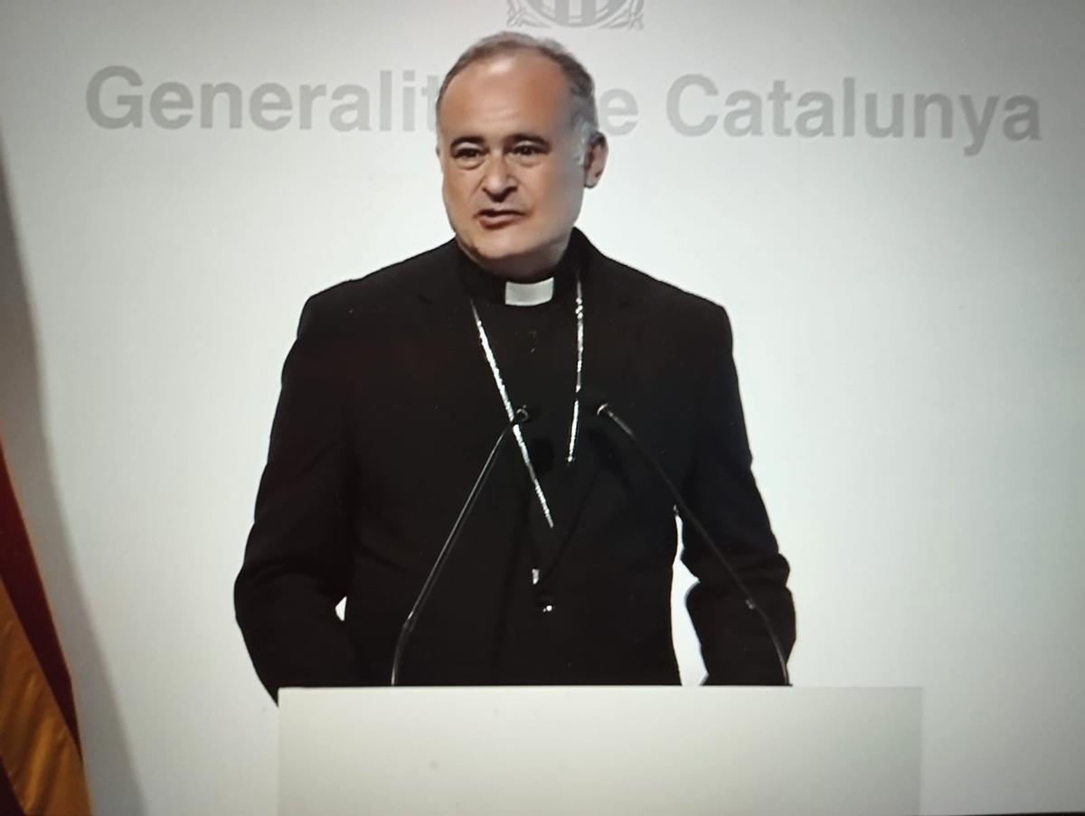 L'abat Manel Gasch, durant la seva intervenció