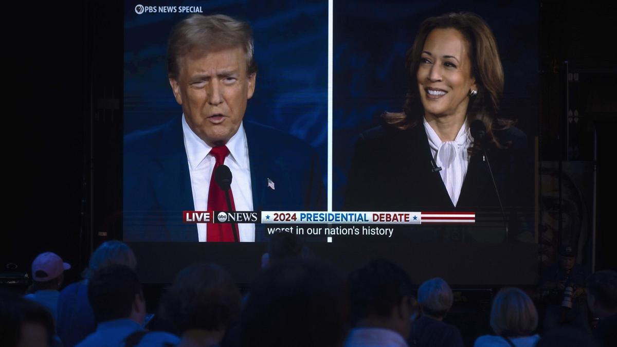 Momento del debate entre Donald Trump y Kamala Harris.