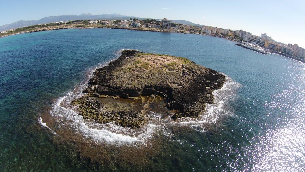 Vista aérea del islote de na Galera