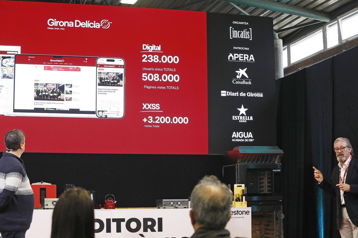 Maneu Fernández mostrant dades d'audiència de Girona Delícia, ahir al Fòrum Gastronòmic.