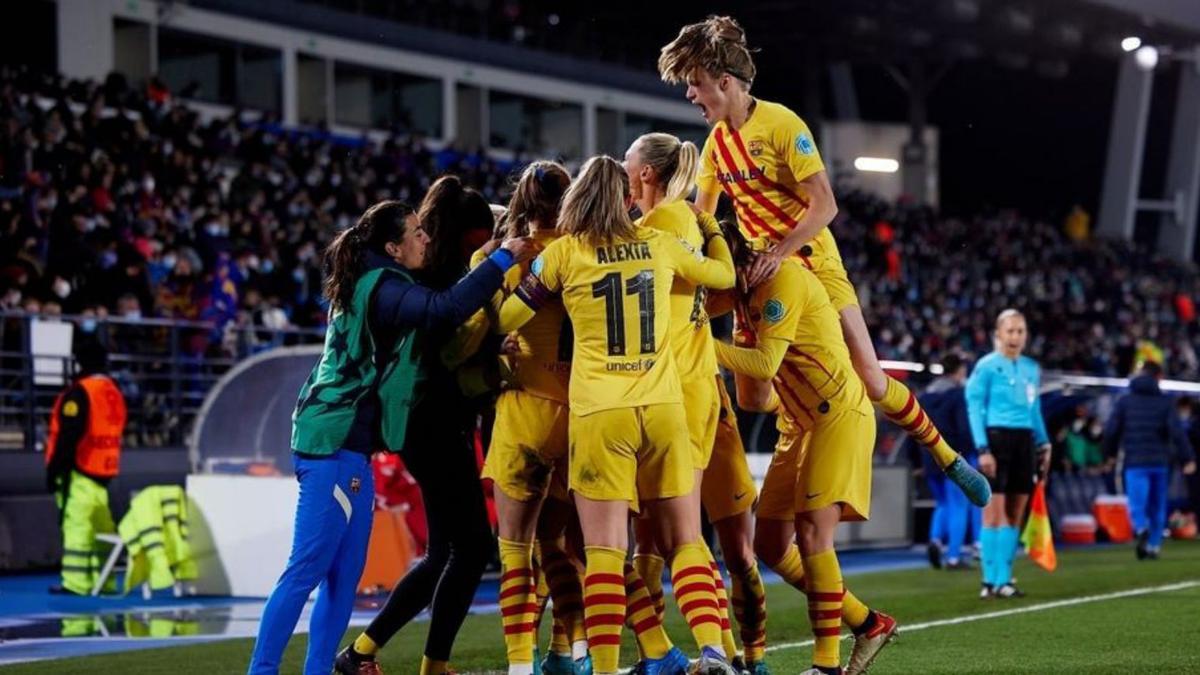 Les jugadores del Barça celebren un dels gols