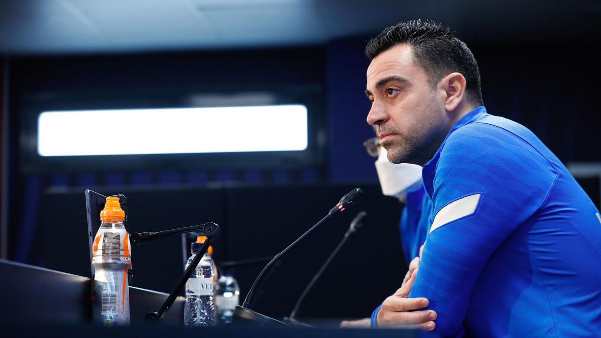 Xavi, durante la rueda de prensa