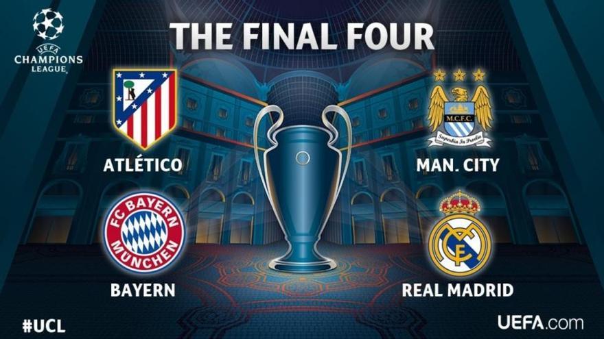 Manchester City-Real Madrid y At. Madrid-Bayern Múnich, en las semifinales de la Liga de Campeones