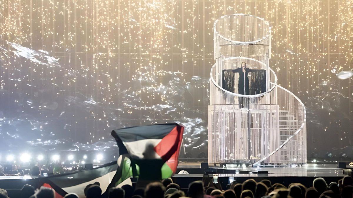 La icónica protesta que acompañó a la actuación de Israel durante la final de Eurovisión 2025.