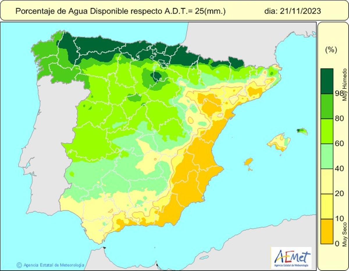 La humedad del suelo de la Comunitat Valenciana es inferior al 10 % tras dos meses sin apenas lluvias.