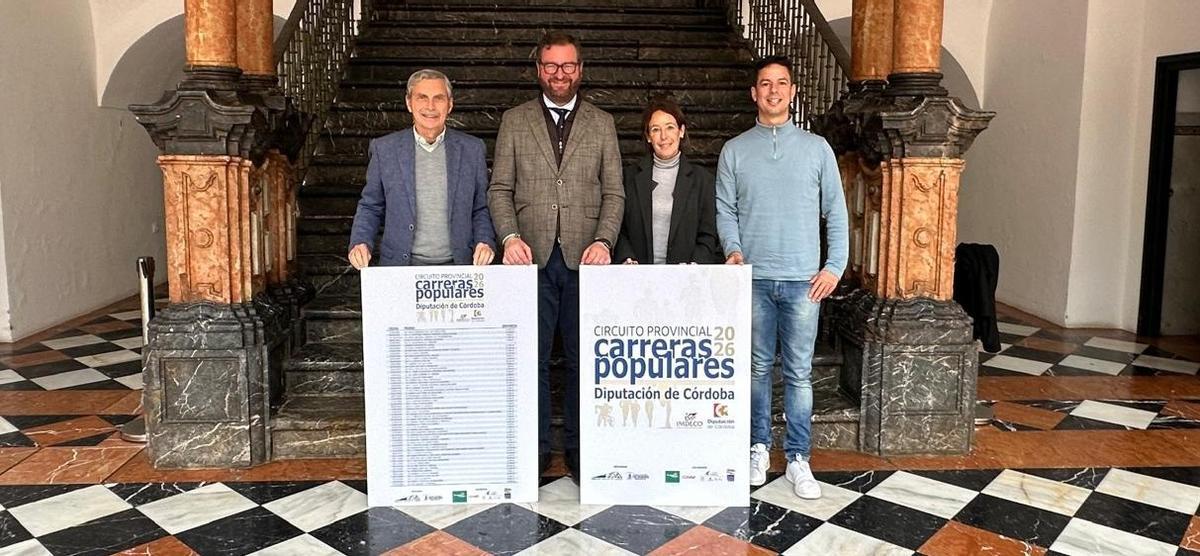 Enrique López, Antonio Martín, Marián Aguilar y Miguel Ángel Aguilera, en la presentación del circuito provincial de carreras populares.