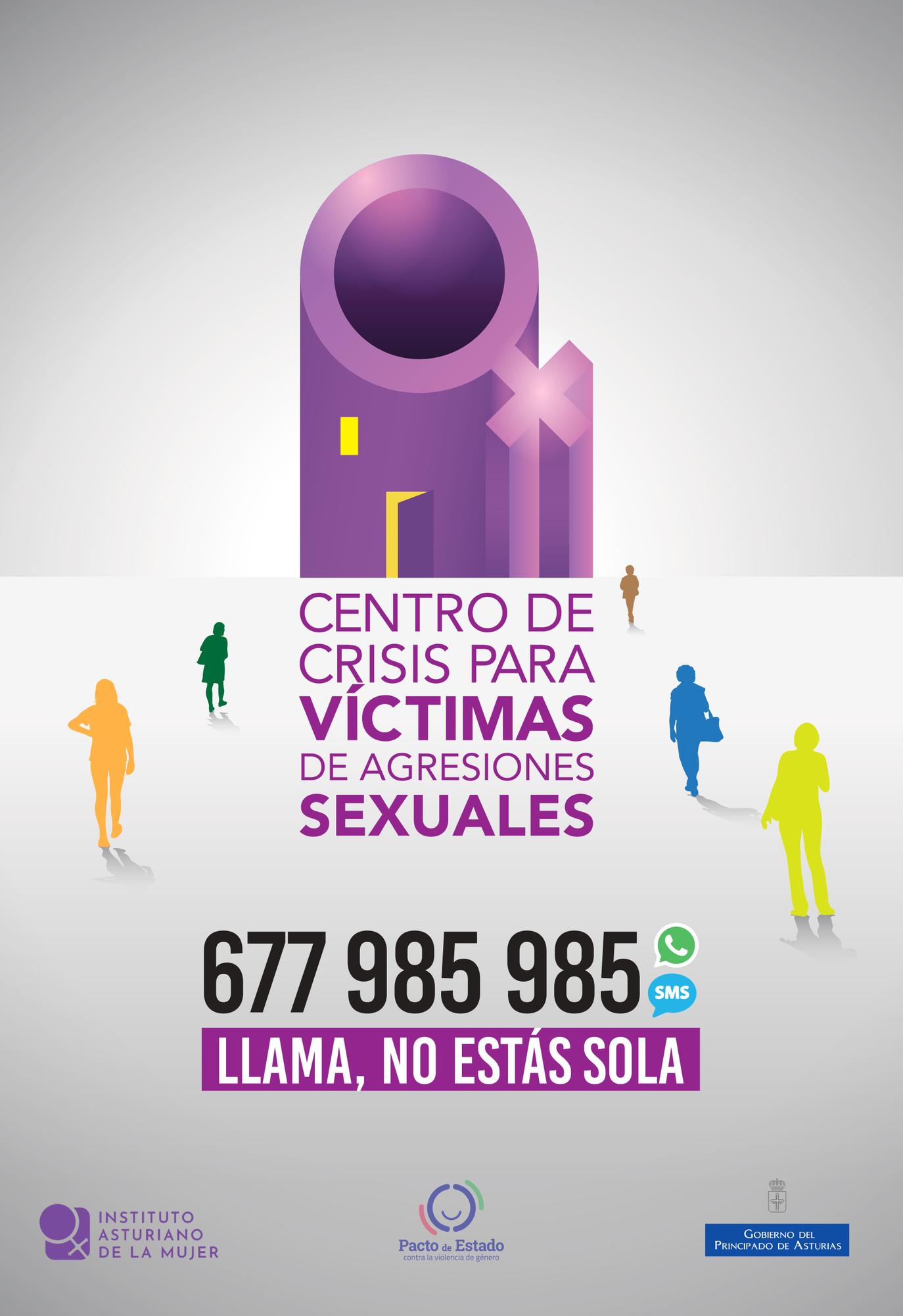 Cartel del Centro de Crisis para víctimas de agresiones sexuales del Principado de Asturias.