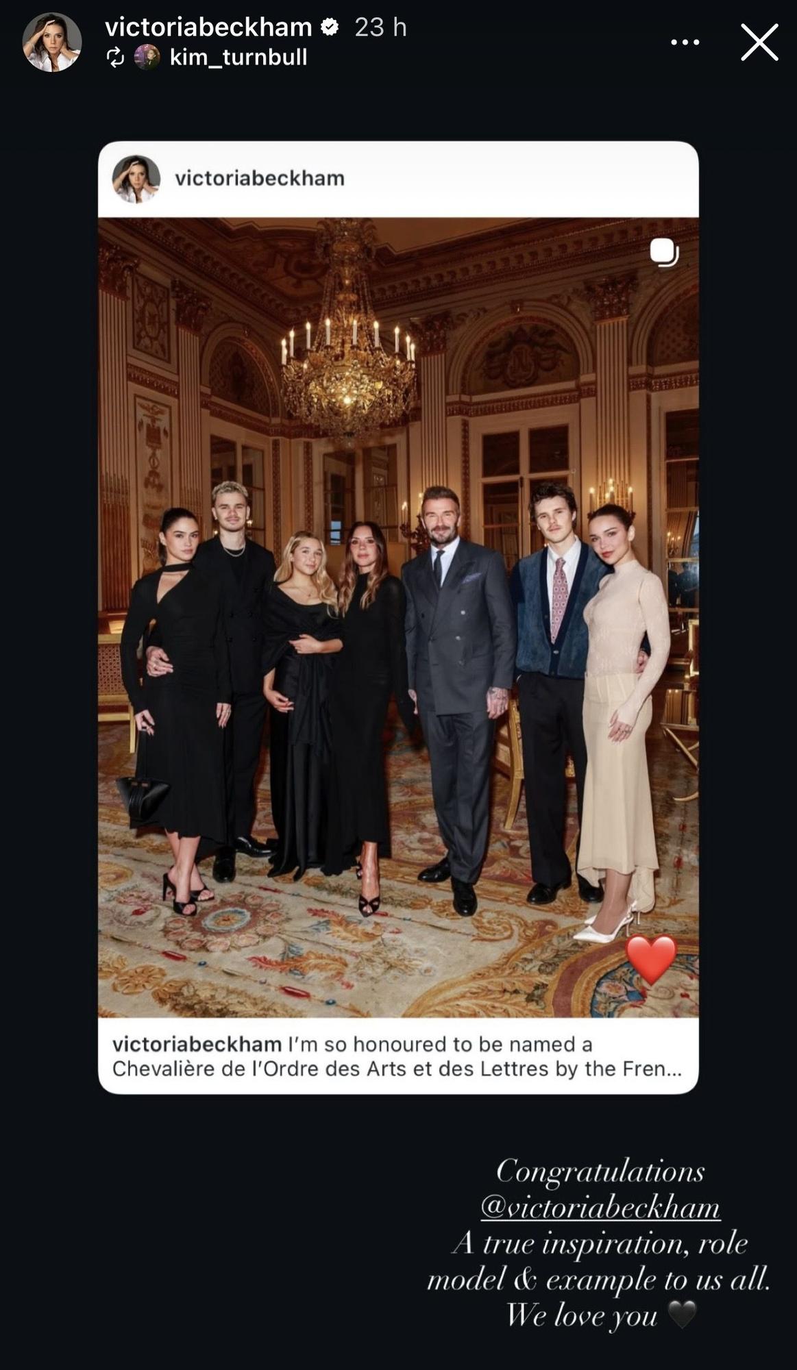 Kim Turnbull, pareja de Romeo, también ha querido dedicar unas sentidas palabras a Victoria Beckham