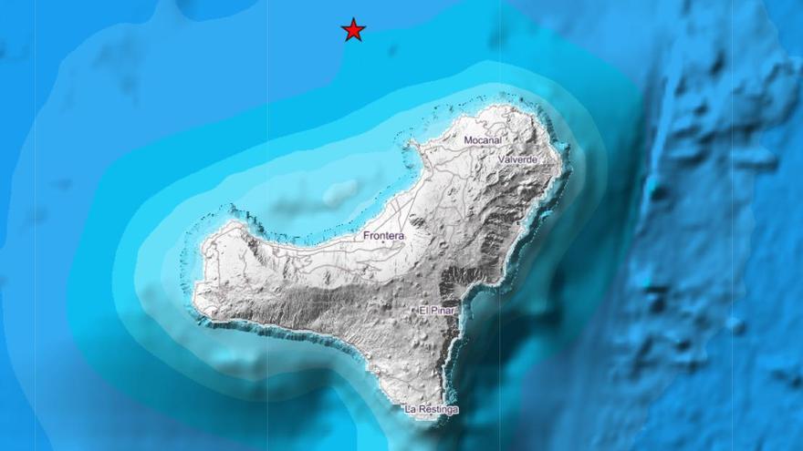 Localización del temblor producido este domingo al noroeste de Valverde.