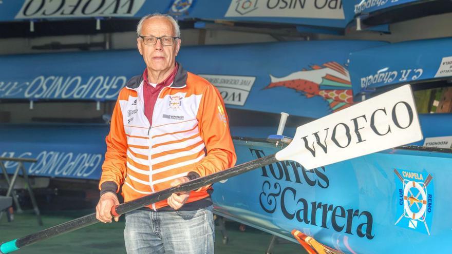 El presidente del Clubde Remo  de Chapela, Julio Prado, ayer.