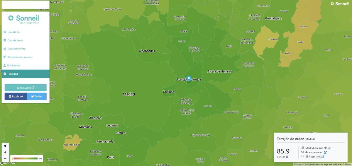 Datos de Torrejón de Ardoz, la ciudad más feliz de la Comunidad de Madrid según el Spain Happy Index