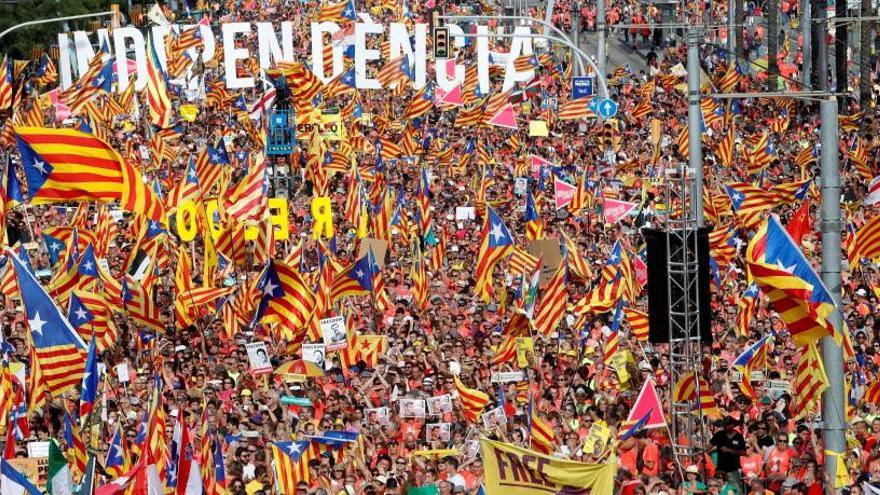 Manifestación independentista en la Diada de 2018.