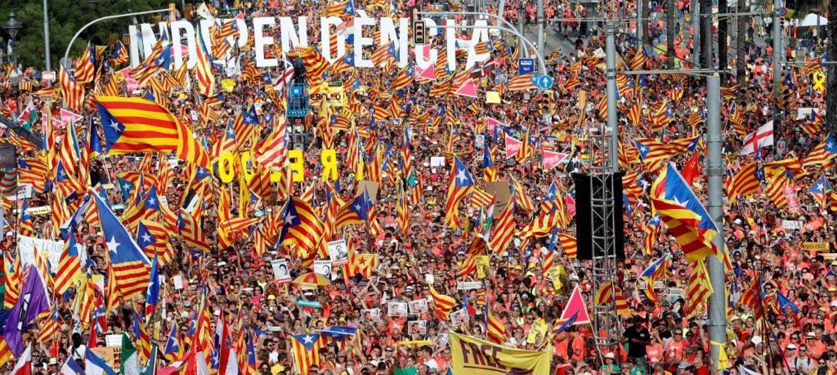 Manifestación independentista en la Diada de 2018.