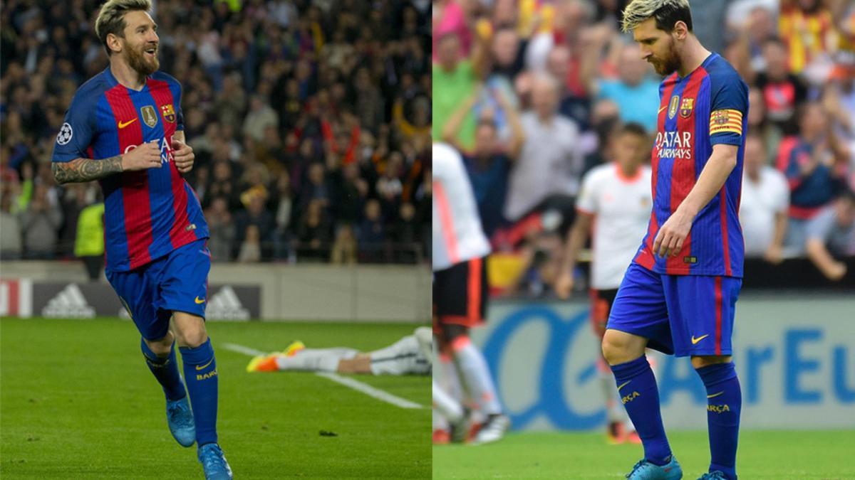 Leo Messi en acción en dos partidos del FC Barcelona en la temporada 2016/17