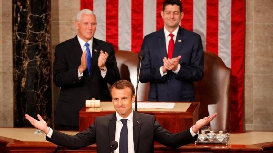 Macron rebate la visión del mundo de Trump ante el Congreso de EEUU