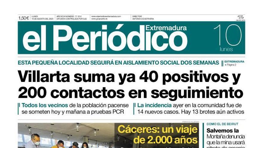 Esta es la portada de EL PERIÓDICO EXTREMADURA correspondiente al día 10 de agosto del 2020