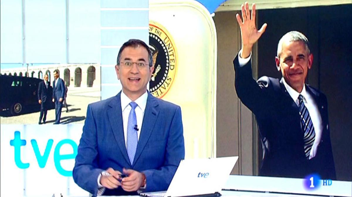 Alegria al ’Telediario’ per la visita de Barack Obama (TVE-1).