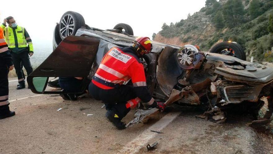 Un herido en un accidente de tráfico en la A-1402, entre Andorra y Alloza
