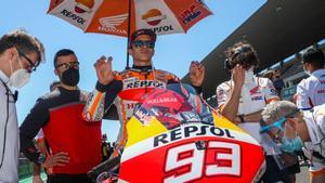 Marc Márquez, en la parrilla de salida de un gran premio.