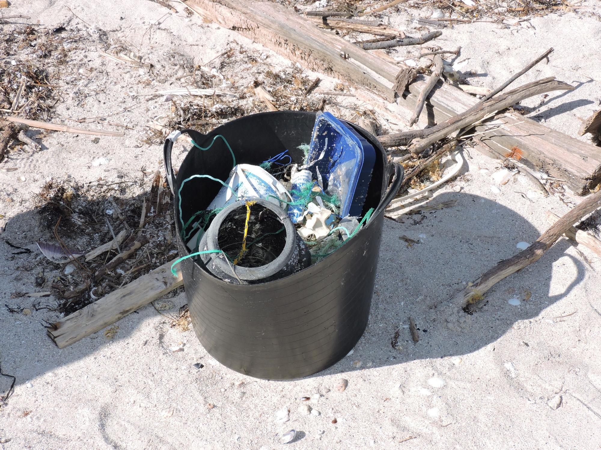 Así luchan los voluntarios de Abanca contra la basura marina y las plantas invasoras en la isla de Sálvora.