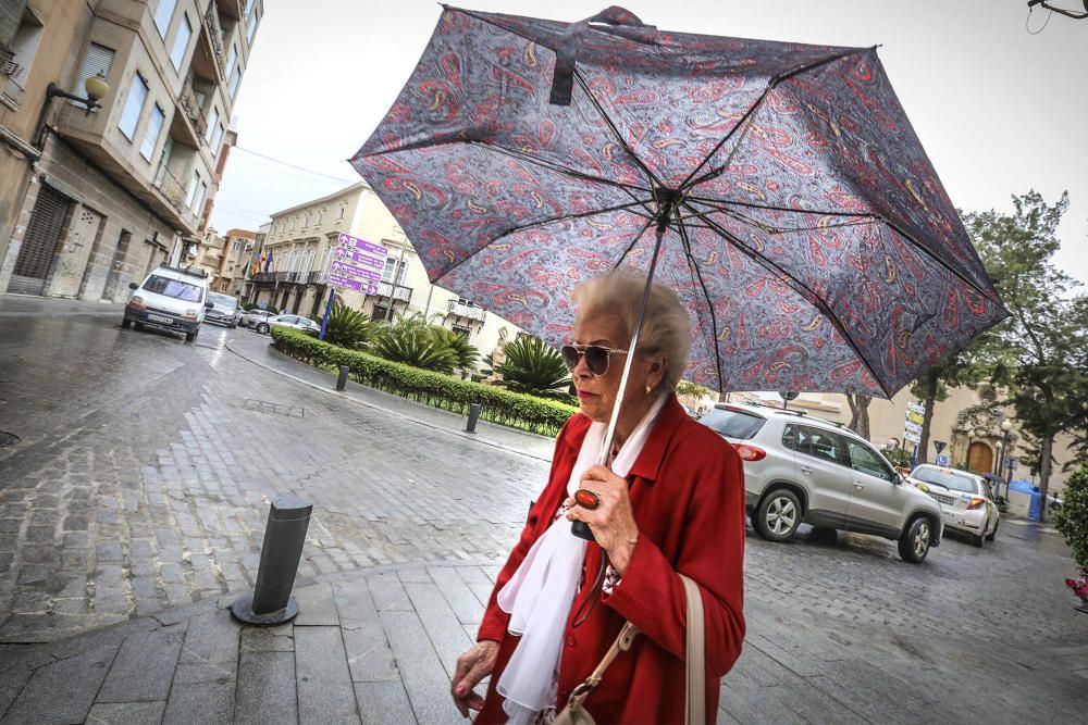 Las precipitaciones moderadas dejan hasta ocho litros por metro cuadrado en distintos puntos de la Vega Baja