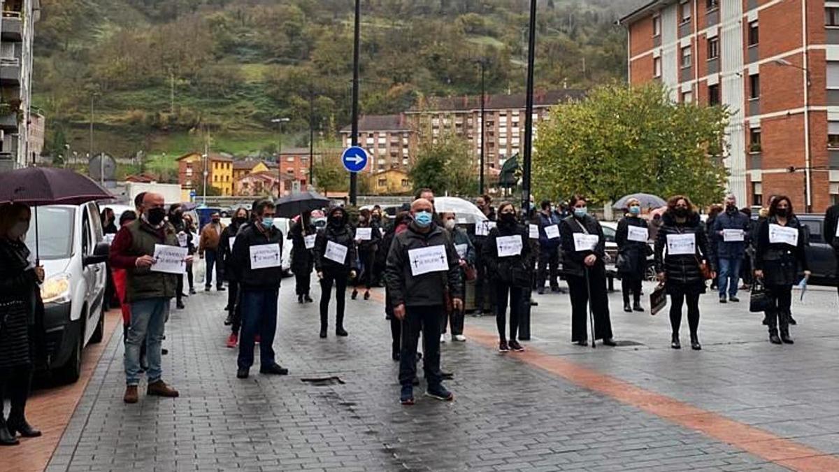 La protesta que recorrió ayer las calles de Pola de Lena.