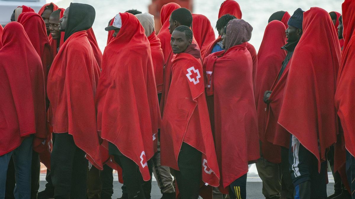 Migrantes llegados a Canarias en patera.