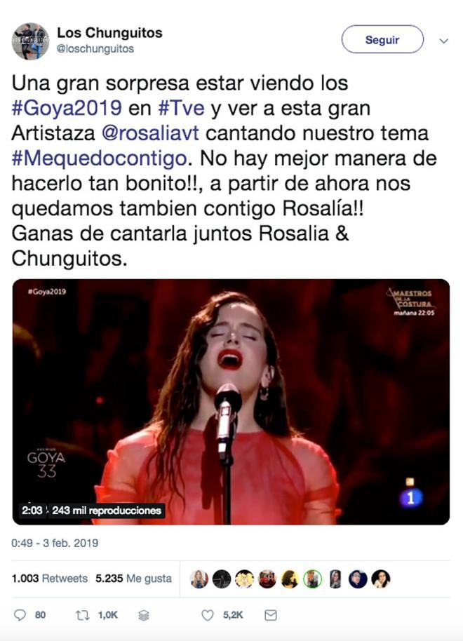 Los Chunguitos reaccionan a la actuación de Rosalía