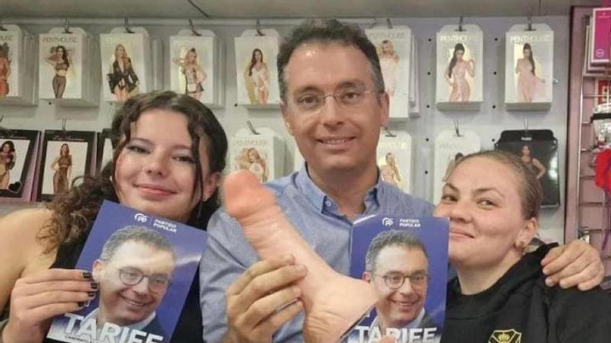 Polémica en las redes por la fotografía del candidato del PP en Santa Cruz de Tenerife en la que posa con un pene