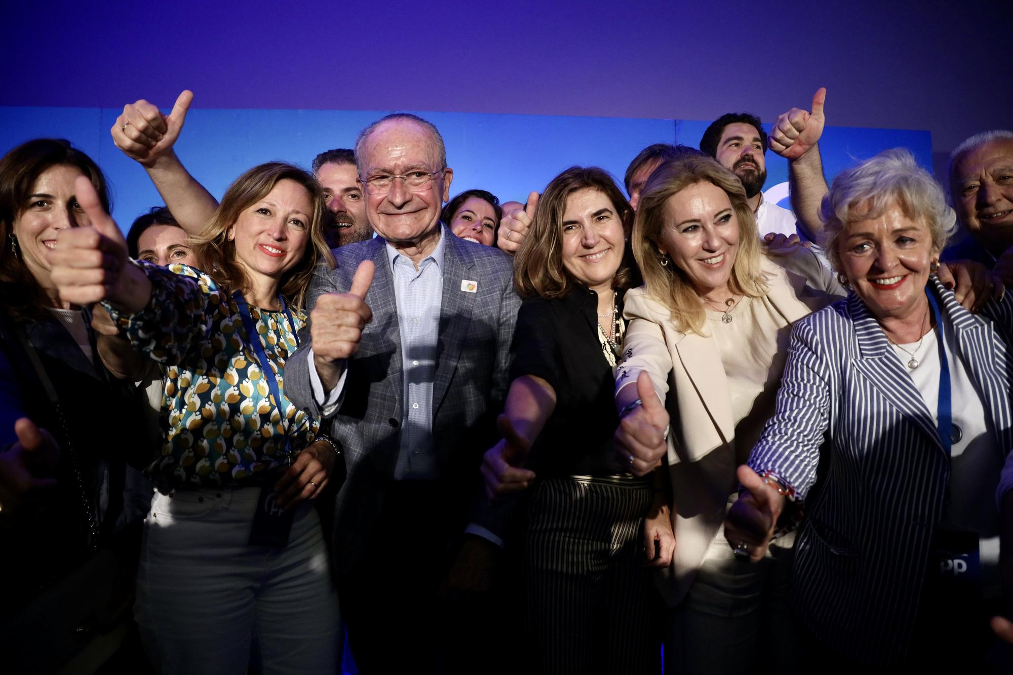 El PP de Málaga celebra la victoria de Paco de la Torre el 28M