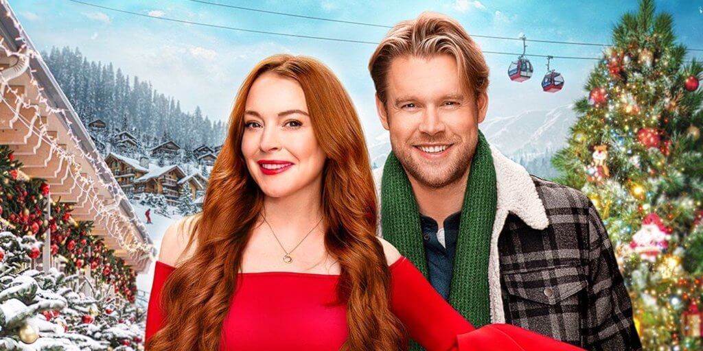 Lindsay Lohan junto a Chord Overstreet en 'Navidad de golpe'.