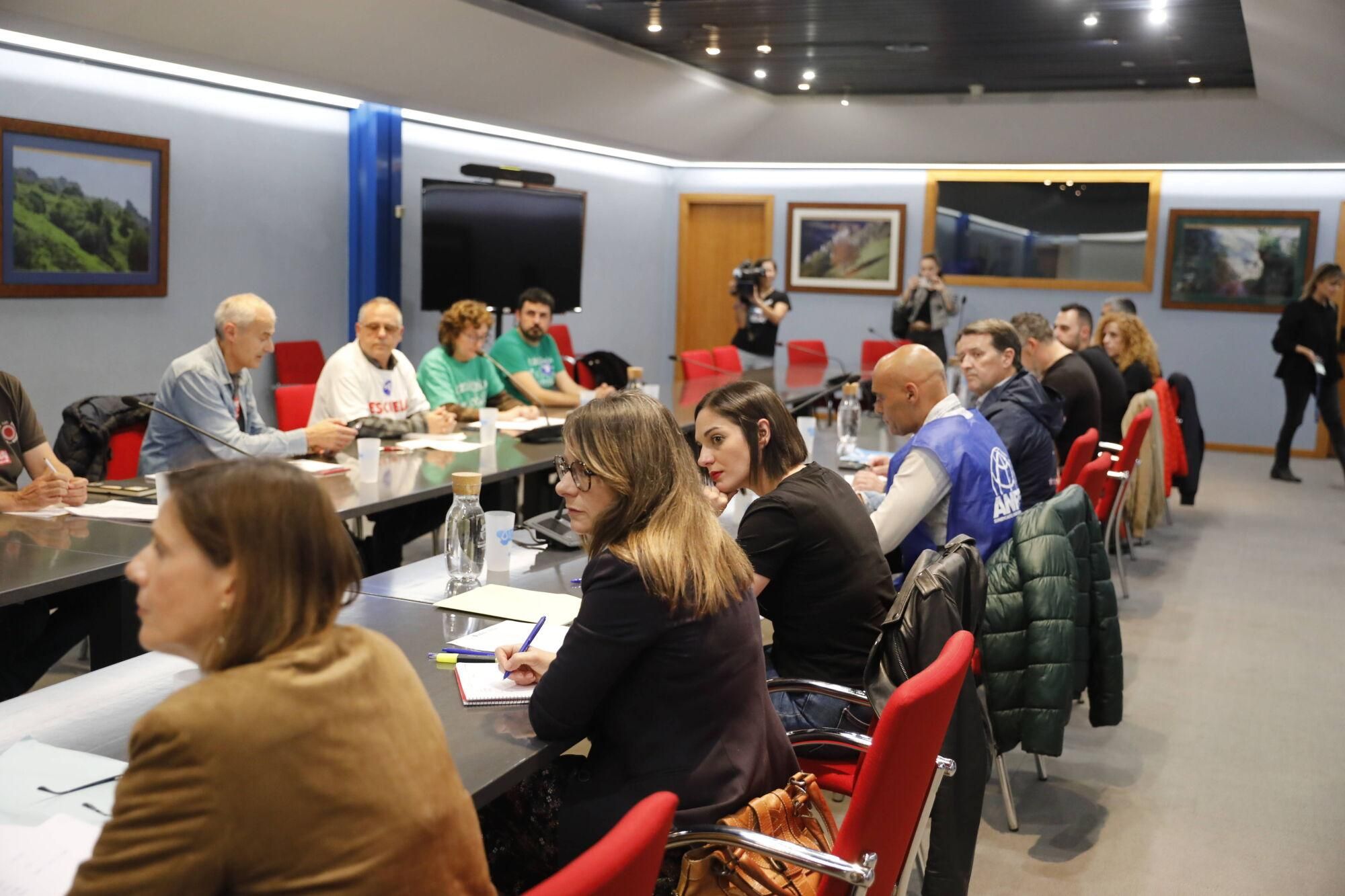 Cientos de profesores se concentran en Oviedo mientras Gobierno y sindicatos negocian.