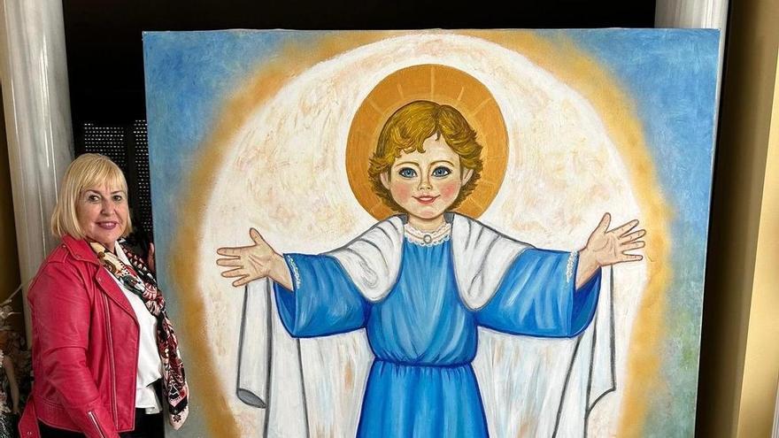 Inés Serna Orts concluye un cuadro iniciado por otro autor hace 40 años para las Clarisas de Elche