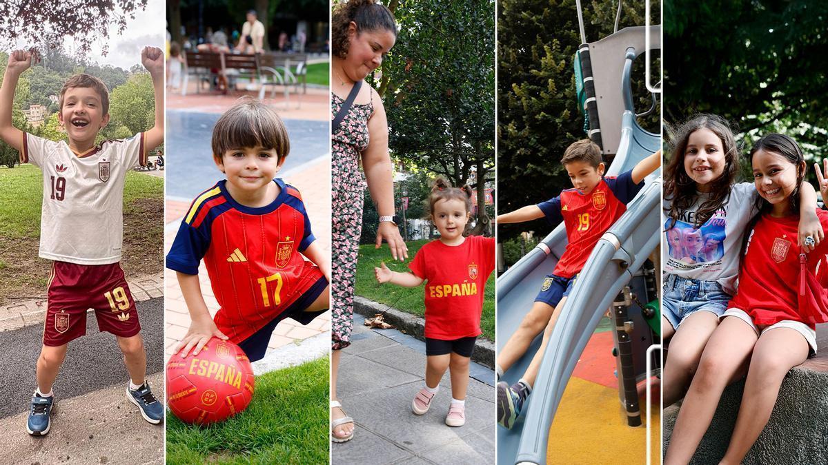 EN IMÁGENES: los parques asturianos se llenan de niños con las camisetas de España tras el triunfo de la selección